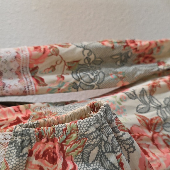 JCPenney Floral Long Sleeve Dress - Cream and Pink 41" Long - Picture 4 of 13